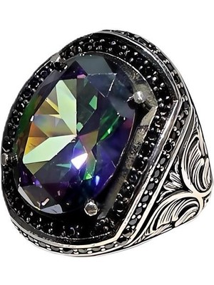Gevherans Mistiktopaz ve Zirkon Taşlı Gümüş Yüzük 240054317G22Y