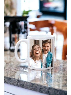 Kişiye Özel 2 Fotoğraflı Baskılı Beyaz Kupa Bardak Hediyelik
