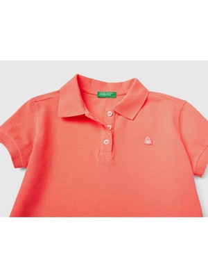 Kız Çocuk Mercan Logolu Pike Polo T-Shirt