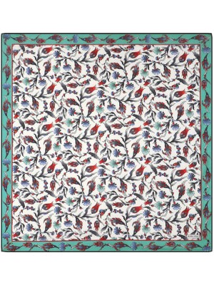 Bursa İpek Mint Karanfil Lale Desen Soft Eşarp