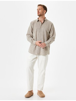 Koton Uzun Kollu Gömlek Dokulu Pamuklu