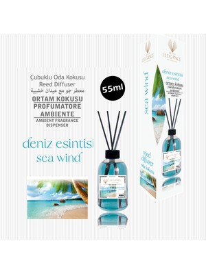 Elegance Vip Perfume Deniz Esintisi Reed Diffuser Bambu Çubuklu Oda Kokusu 55 ml