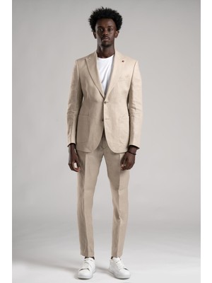 Sir Regular Fit Yarım Astarlı %100 Linen (Keten) Kumaş Takım Elbise