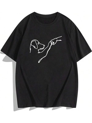 Only Trendwear  Can Dostum Köpeğim Temalı Unisex Oversize Tshirt