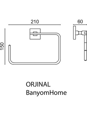 Çelik Banyo KU10-008.2 Paslanmaz Pirinç Kumru Kare Havluluk Bronz Antik