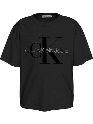 Calvin Klein Baskılı Siyah Kız Çocuk T-Shirt IG0IG02529BEH