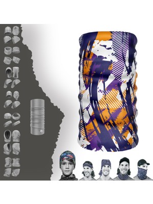 E-Taktik Extreme Beyaz Mor Desenli Boyunluk Bandana Baf Toka Maske Saçbandı