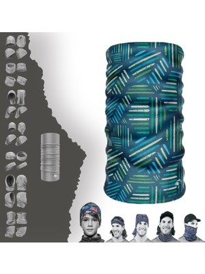 E-Taktik Extreme Çizgili Yeşil Tonlu Boyunluk Bandana Baf Toka Maske Saçbandı