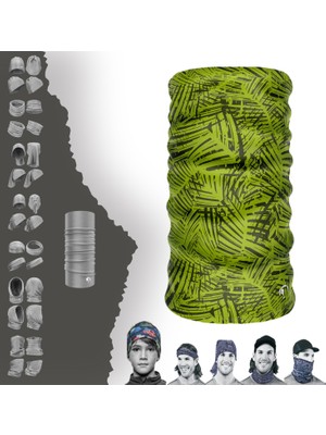 Extreme  Yeşil Yaprak Desenli Boyunluk Bandana Baf Toka Maske Saçbandı