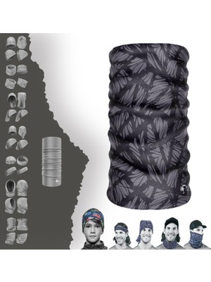 Extreme Gri Siyah Desenli Sarı Mavi Boyunluk Bandana Baf Toka Maske Saçbandı