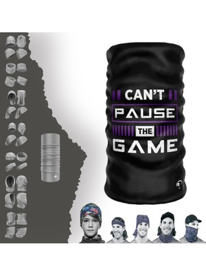 E-Taktik Extreme Can't Pause The Game Yazılı Siyah Renkli Boyunluk Bandana Baf Toka Maske Saçbandı
