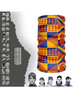 Extreme Sarı Lacıvert Kareli Tabanlı Renkli Boyunluk Bandana Baf Toka Maske Saçbandı