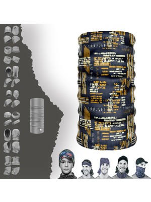E-Taktik Extreme Turuncu Sarı Çizgili Boyunluk Bandana Baf Toka Maske Saçbandı