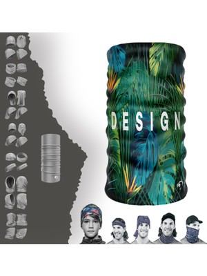 E-Taktik Extreme Lacivert Yeşil Karışık Renkli Yaprak Desenli Boyunluk Bandana Baf Toka Maske Saçbandı