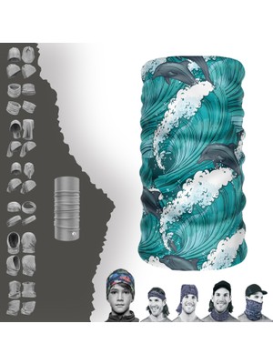 Extreme Yüzen Yunus Balıkları Boyunluk Bandana Baf Toka Maske Saçbandı