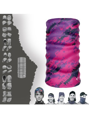E-Taktik Extreme Pembe Mor Renkli Boyunluk Bandana Baf Toka Maske Saçbandı