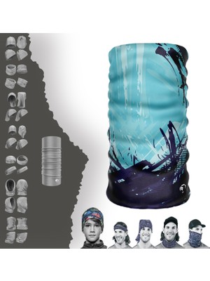 E-Taktik Extreme Mavi Lacivert Desenli Boyunluk Bandana Baf Toka Maske Saçbandı