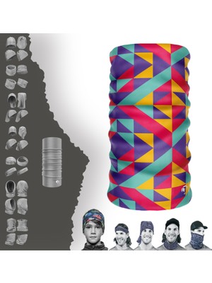 Extreme Renkli Geometrik Desenli  Boyunluk Bandana Baf Toka Maske Saçbandı