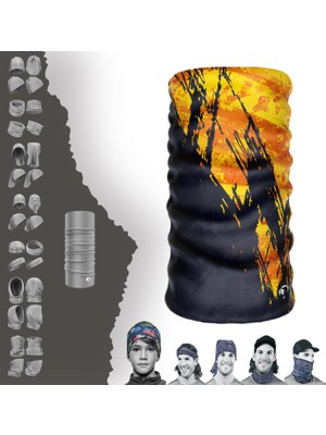 E-Taktik Extreme Karışık Desenli Sarı Turuncu Boyunluk Bandana Baf Toka Maske Saçbandı