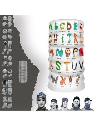 Extreme Hayvanlı Tipografili Alfabe Boyunluk Bandana Baf Toka Maske Saçbandı