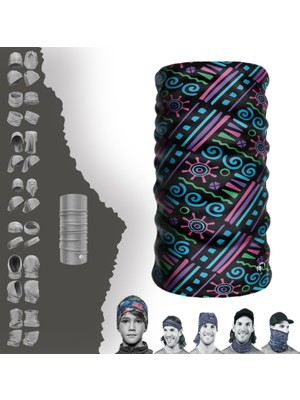 E-Taktik Extreme Karışık Renkli Karışık Desenli Siyah Boyunluk Bandana Baf Toka Maske Saçbandı