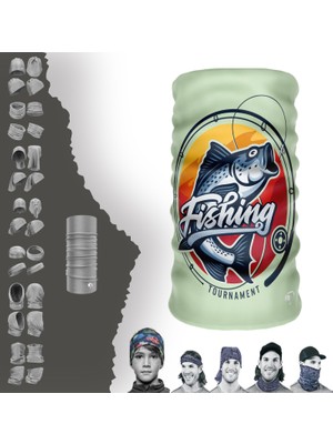E-Taktik Extreme Mavi Balıklı Yeşil Boyunluk Bandana Baf Toka Maske Saçbandı