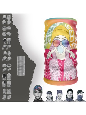 E-Taktik Extreme Karışık Renkli Sakız Çiğneyen Kadın Boyunluk Bandana Baf Toka Maske Saçbandı