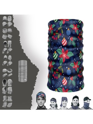 E-Taktik Extreme Karışık Noel Desenli Lacivert Boyunluk Bandana Baf Toka Maske Saçbandı