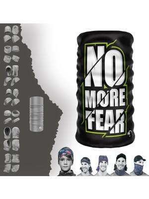 E-Taktik Extreme Yeşil Çerçeveli No More Fear Siyah Boyunluk Bandana Baf Toka Maske Saçbandı