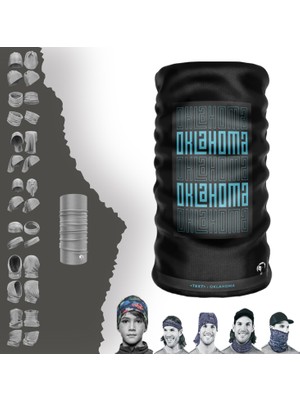 E-Taktik Extreme Mavi Yazılı Siyah Renkli Boyunluk Bandana Baf Toka Maske Saçbandı