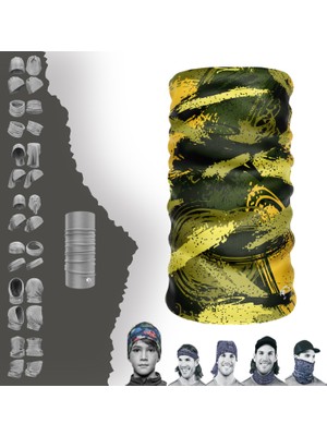 E-Taktik Extreme Sarı Yeşil Karışık Renkli Boyunluk Bandana Baf Toka Maske Saçbandı