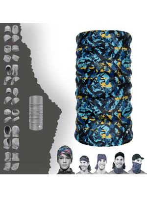 Extreme Sarı Lacıvert Boyunluk Bandana Baf Toka Maske Saçbandı