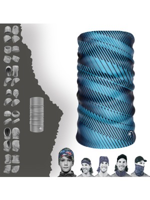 E-Taktik Extreme Lacıvert Çizgili Boyunluk Bandana Baf Toka Maske Saçbandı