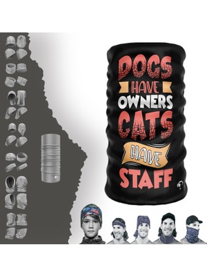 E-Taktik Extreme Dogs-Cats Yazılı Siyah Renkli Boyunluk Bandana Baf Toka Maske Saçbandı