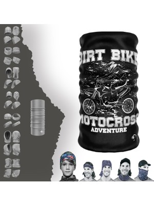 E-Taktik Extrem Siyah Beyaz Motorlu Adam Boyunluk Bandana Baf Toka Maske Saçbandı