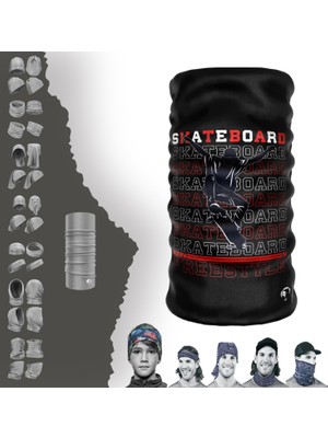 E-Taktik Extreme Kaykay Yapan Adam Desenli Boyunluk Bandana Baf Toka Maske Saçbandı