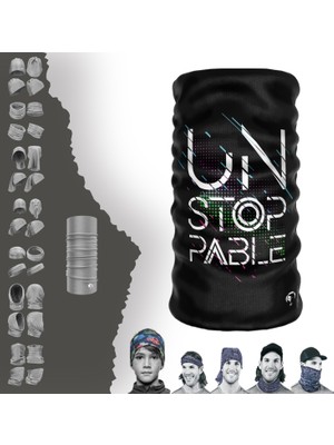 E-Taktik Extreme Yeşil Mavi Pembe Çizgi Desenli Boyunluk Bandana Baf Toka Maske Saçbandı