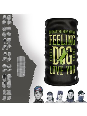 Extreme Dog Love You Yazılı Bej Yeşil Boyunluk Bandana Baf Toka Maske Saçbandı