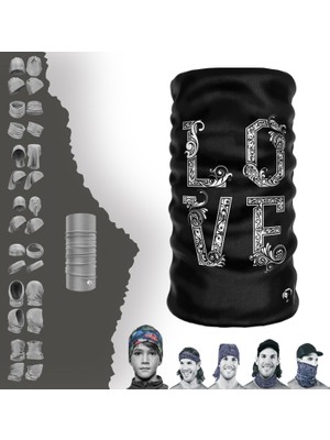 Extreme Love Yazılı Siyah Boyunluk Bandana Baf Toka Maske Saçbandı