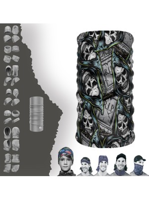 Extreme Yeşil Şapkalı Kuru Kafa Boyunluk Bandana Baf Toka Maske Saçbandı