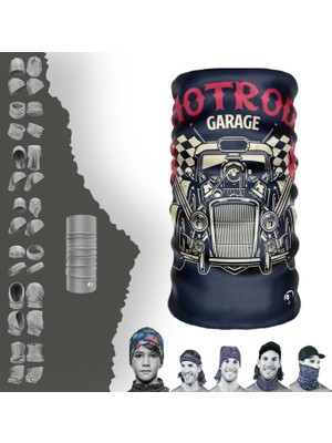 E-Taktik Extreme Hotrod Yazılı Bayraklı Araba Boyunluk Bandana Baf Toka Maske Saçbandı