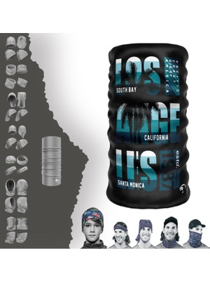 E-Taktik Extreme Mavi Tonlu Los Angeles Boyunluk Bandana Baf Toka Maske Saçbandı