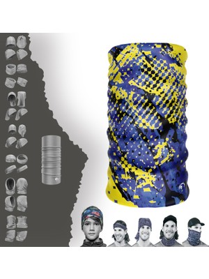 E-Taktik Extreme Mor Sarı Karışık Desenli Boyunluk Bandana Baf Toka Maske Saçbandı