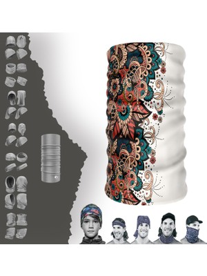 E-Taktik Extreme Karışık Yeşil Kırmızı Çiçek Desenli Boyunluk Bandana Baf Toka Maske Saçbandı