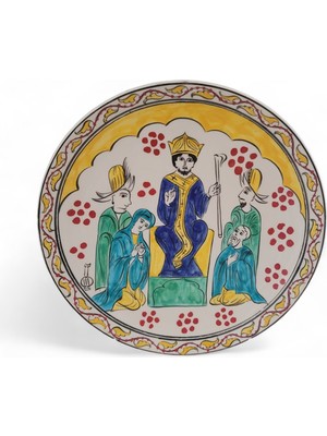 Hedea Isa Mesih'in Vaazı 25X25 cm El Boyama Iznik Çini Tabak