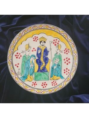 Hedea Isa Mesih'in Vaazı 25X25 cm El Boyama Iznik Çini Tabak