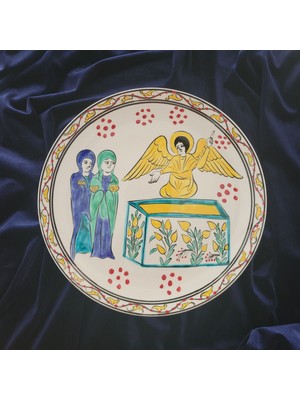 Hedea Isa Mesih'in Boş Kabri 25X25 cm El Boyama Iznik Çini Tabak