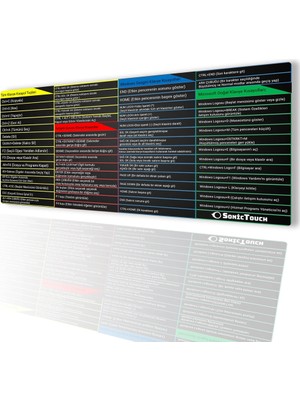 Sonic Touch Ultragrand Windows Klavye Kısayol Tuşları Tablosu Referans Kılavuzu Xxl Klavye Mouse Pad 40X90CM
