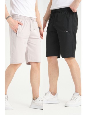 RDR-X Erkek Siyah - Gri Dalgıç Kumaş 2'li Şort Paketi