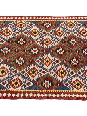 Burak Halı El Dokuma Kök Boya Kilim 83X120 Renkli %100 Yün Sıfır Kilim